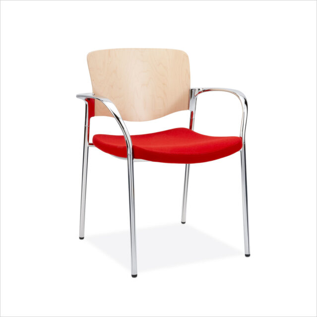 Stylex Welcome Chair With Red Fabric and Maple Wood Back