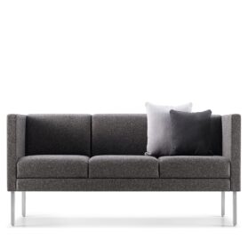 Modern Gray Fabric Sofa With Steel Legs