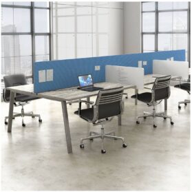 A modern office workspace workstation from Deskmakers.