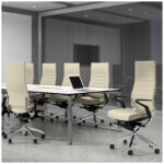 A modern and ergonomic executive chair with adjustable lumbar support and a polished aluminum base.