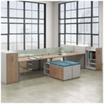 A modern office workspace workstation from Deskmakers.