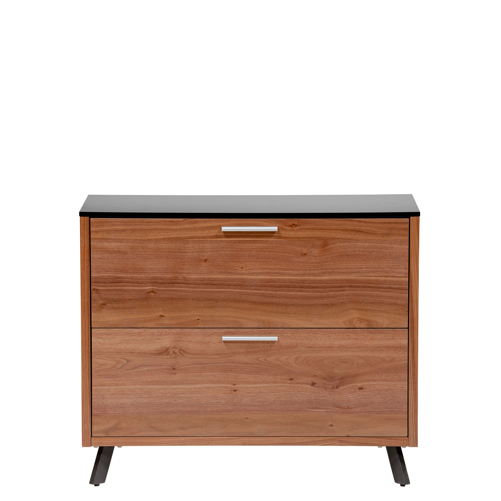 Hugo 2 Drawer Lateral File Cabinet in Black with American Walnut Frame