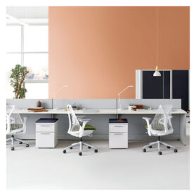 A refurbished Herman Miller workstation providing a comfortable and ergonomic workspace.