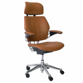 Humanscale Freedom Executive Chair With Headrest Brown Leather Ex e