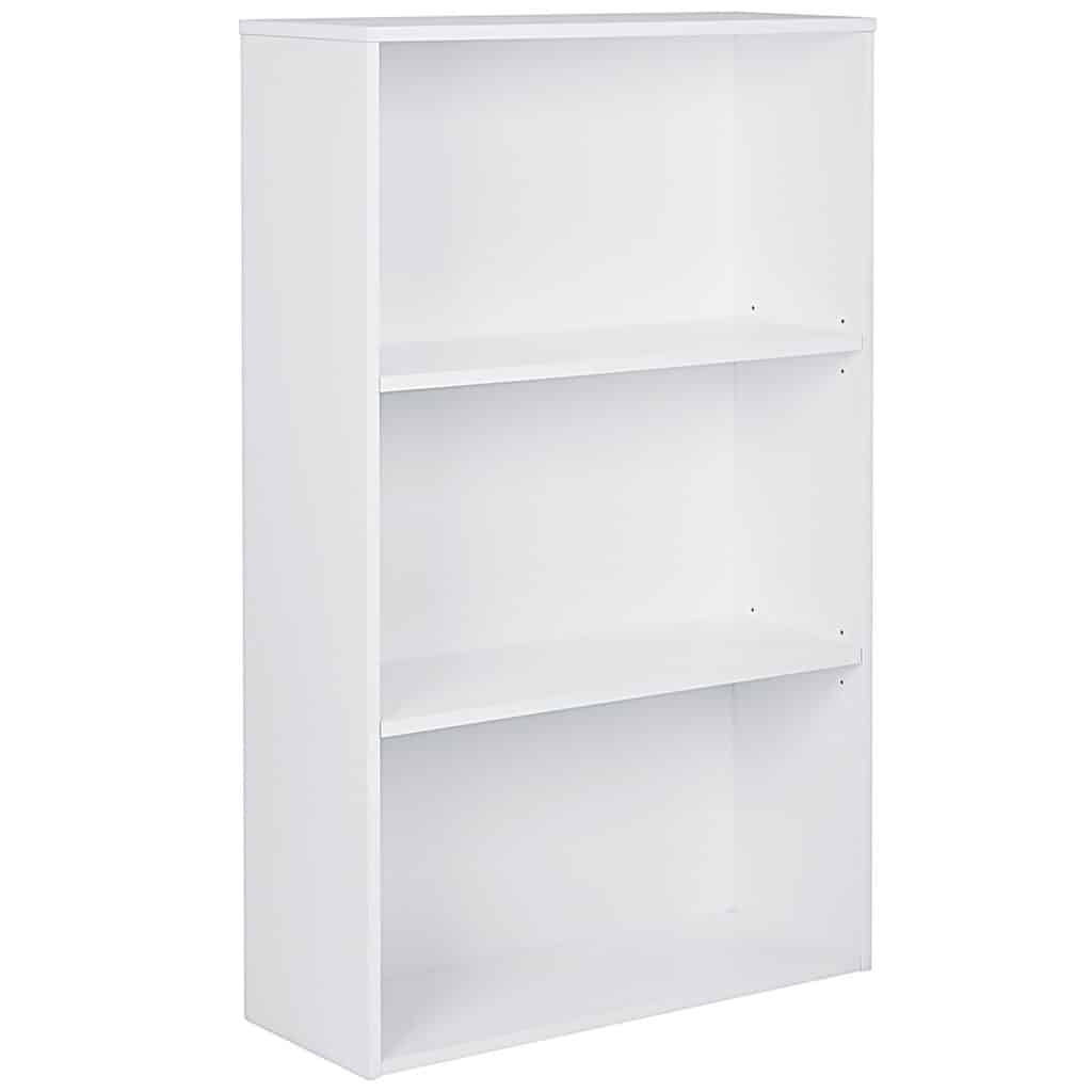 3 Shelf White Laminate Bookcase, White Formica Bookcase