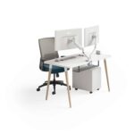 Minimalist Reya Home Edition Desk assembles in seconds with SitOnIt's innovative patent-pending design.