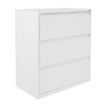 36" Wide 3-Drawer White Lateral File