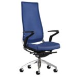 A stylish and comfortable executive chair with a mesh backrest and plush seat cushion.