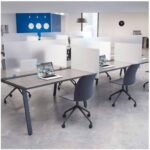 A modern office workspace workstation from Deskmakers.