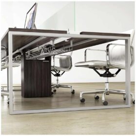 A modern office workspace workstation from Deskmakers.