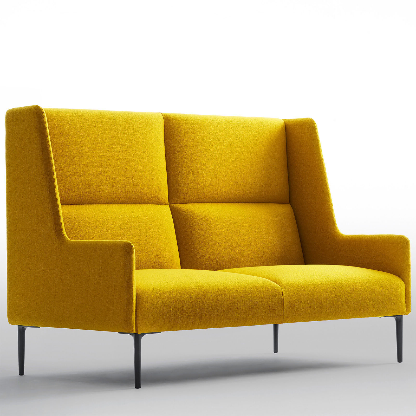 Modern Stylex Metrum High-Back 2-Seater Sofa in Yellow Fabric